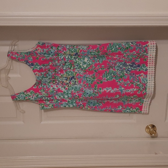 Lilly Pulitzer hot pink dress with green and blue floral print size 4